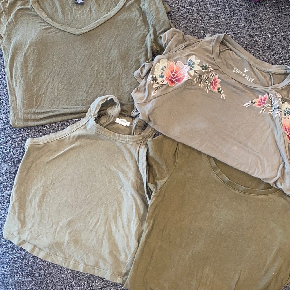 Bundle of green shirts
